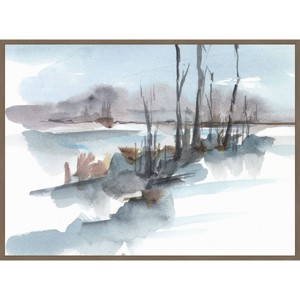 38"x28" Amanti Art Winter Stream Watercolor I by Ethan Harper Framed Canvas Wall Art - 1 of 4