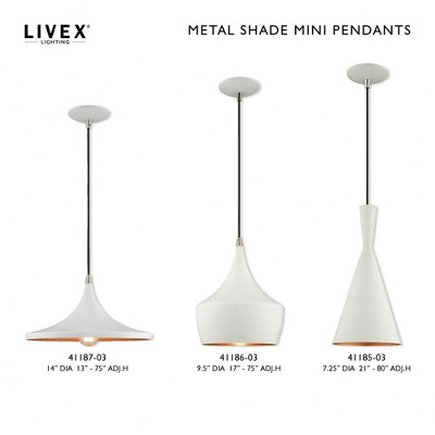 Mini Dual-Cone Pendant Light in White with Gold Interior Finish