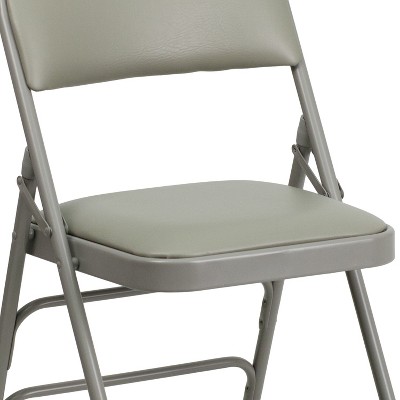 Sleek Gray Vinyl and Metal Armless Folding Chair Set