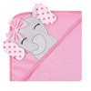 Hudson Baby Infant Girls Cotton Rich Hooded Towels, Pink Dots Pretty Elephant, One Size - 4 of 4