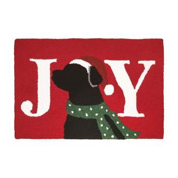 C&F Home 2' X 3' Black Labrador Retriever "Joy" Sentiment Holiday Themed Hooked Acrylic Indoor Area Accent Rug For Living Room Dining Room Floormat