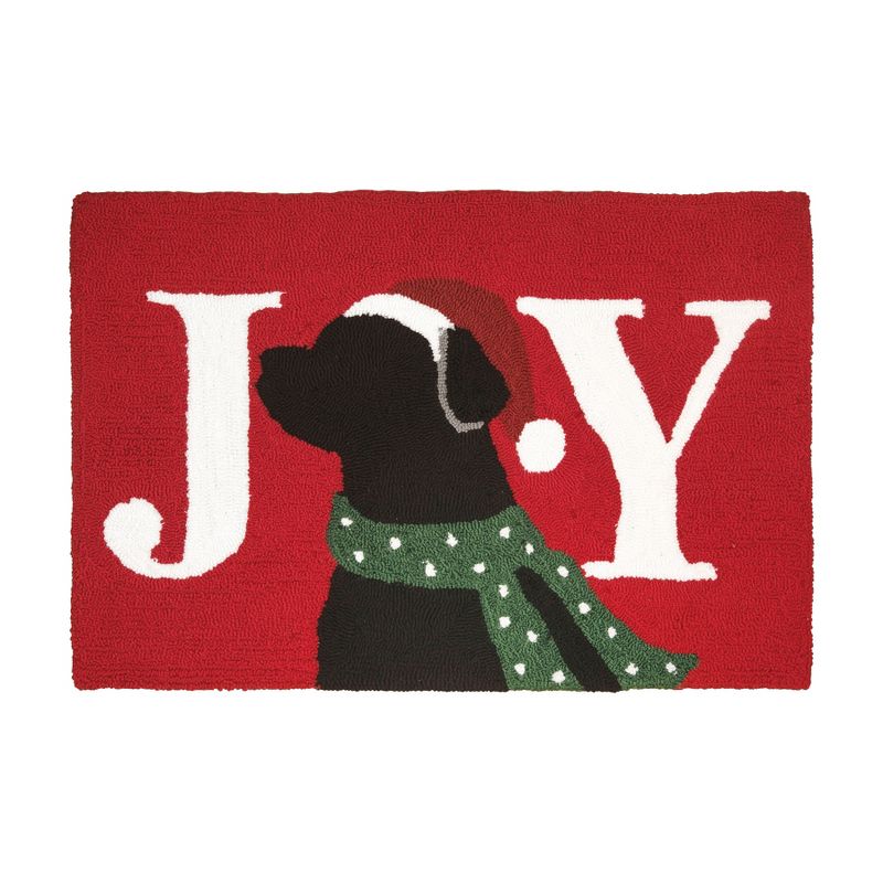 C&F Home 2' X 3' Black Labrador Retriever "Joy" Sentiment Holiday Themed Hooked Acrylic Indoor Area Accent Rug For Living Room Dining Room Floormat, 1 of 3