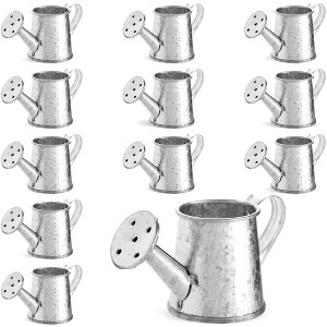 Juvale 12 Pack Mini Galvanized Metal Decorative Watering Can for Indoor Outdoor Plants & Home Decor - 1 of 4