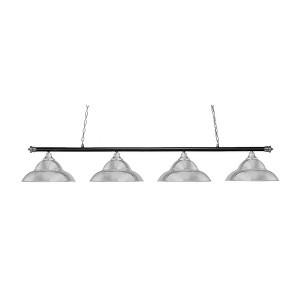 Toltec Lighting Oxford 4 - Light Island Pendant Light in  Chrome/Matte Black with 16" Chrome Double Bubble Metal Shade Shade - 1 of 1