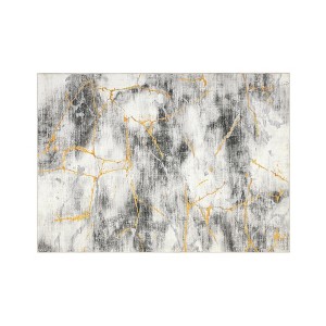Washable Area Rug Contemporary Abstract Rug for Bedroom with Non Slip Backing Low Pile Soft Marble Printed Floor Carpet - 1 of 4