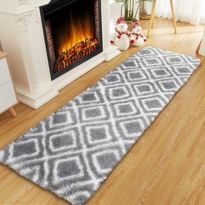 Modern Soft Fluffy Living Room Rugs with Geometric Pattern, Plush Non Slip Non Shedding Throw Carpet for Nursery Bedroom Payroom - 1 of 4