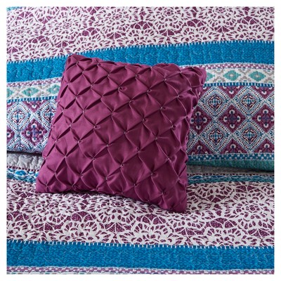 Boho Purple and Turquoise Reversible Microfiber Coverlet Set