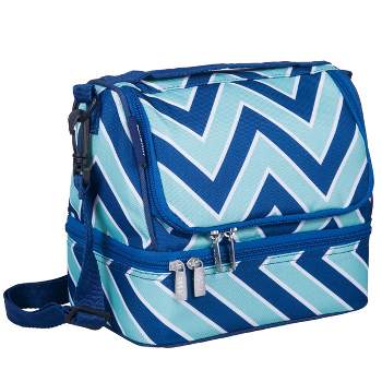 Wildkin Kids Two Compartment Insulated Lunch Bag for Boys & Girls, Ideal Size for Packing Hot or Cold Snacks for School and Travel (Chevron Blue)