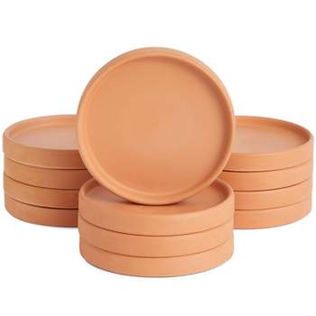 Okuna Outpost 12 Pack Small Terracotta Saucers for Flowers, Round Pot Drip Trays for Indoor, Outdoor Plants, 4.5 In