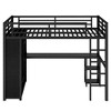 Queen/Twin XL/Full Metal Loft Bed with Built-in Wardrobe & Desk, Storage Shelves + Safety Guardrails, Black/White - ModernLuxe - 4 of 4