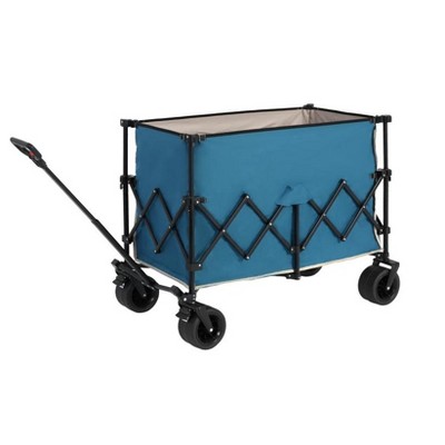 Grungis Heavy Duty Foldable Wagon Cart,Shopping Cart with Big All-Terrain Beach Wheels & Drink Holders,Utility Cart for Camping,Shopping