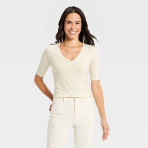 Women's Short Sleeve V-Neck Slub T-Shirt - Universal Thread™ - 1 of 4