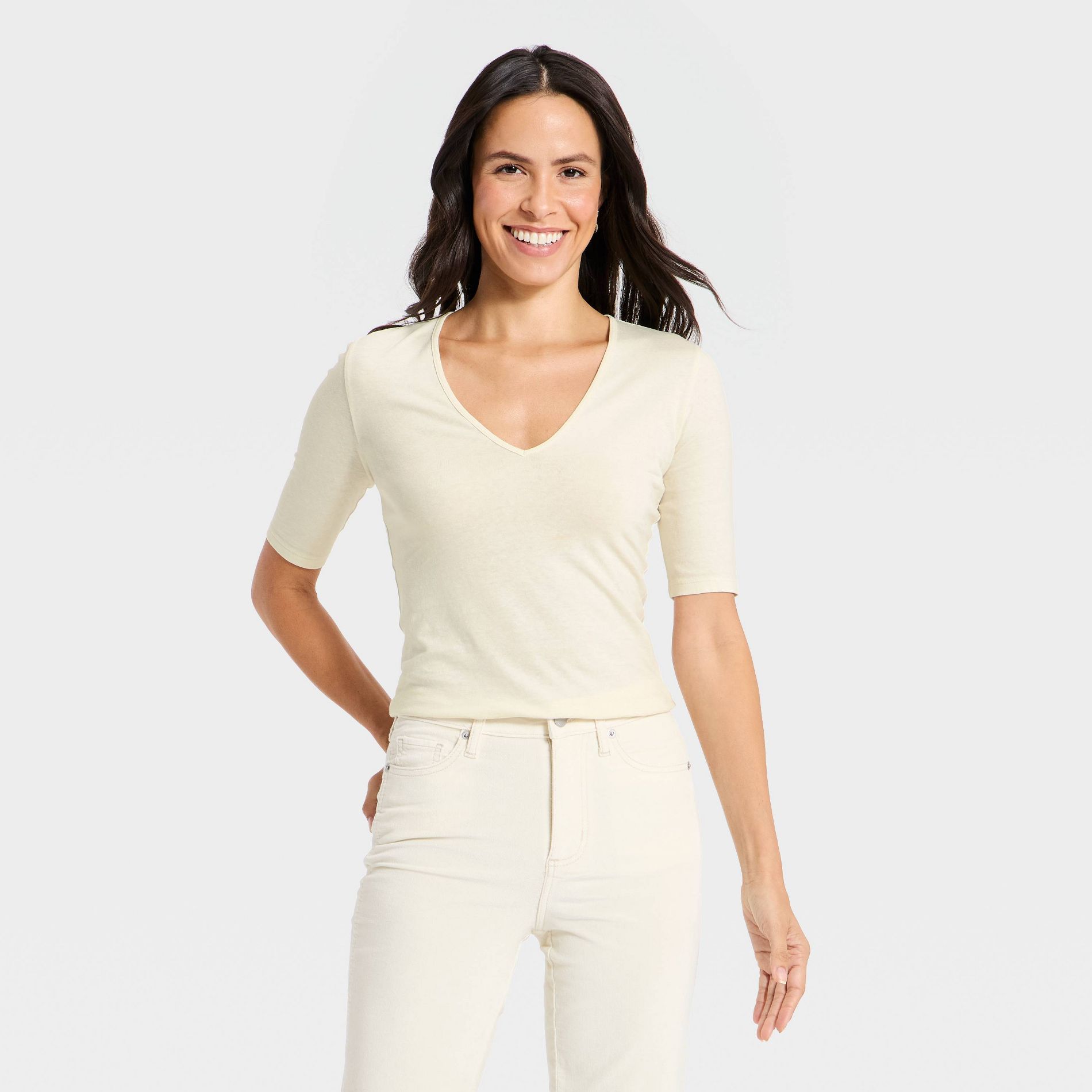 Women's Short Sleeve V-Neck Slub T-Shirt - Universal Thread™