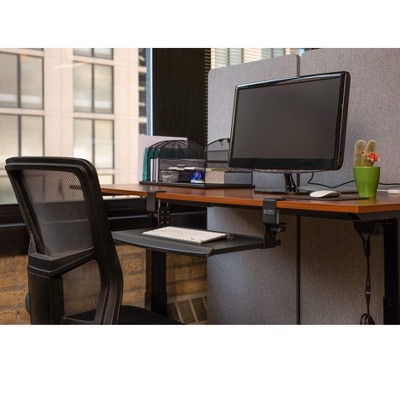 Compact Clamp-On Black Adjustable Keyboard Tray with Non-Slip Surface