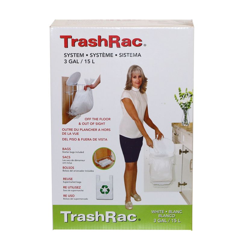 White Plastic 3 Gallon Trash System with Lid