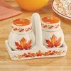 Collections Etc Hand-Painted Autumn Leaves 3-Piece Salt & Pepper Shaker Set - 3 of 3