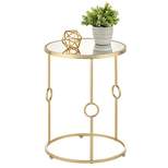 mDesign Round Side/End Table, Decorative Legs, In-lay Top, Soft Brass/Mirror