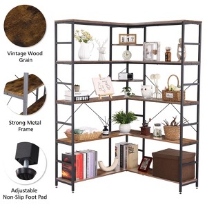 5 Tier Corner Shelf, Industrial Bookshelves, l Shape Tall Bookcase,Freestanding Display Shelf for Living Room, Kitchen, Home Office - 1 of 4