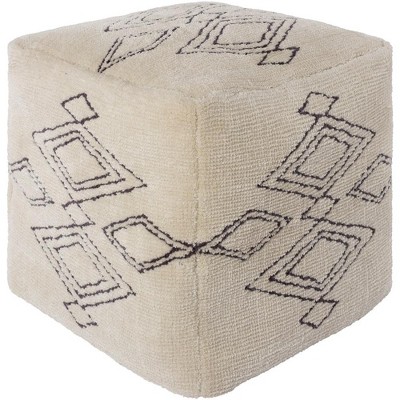 Mark & Day Schwarzenbach 18"H x 18"W x 18"D Global Cream Pouf