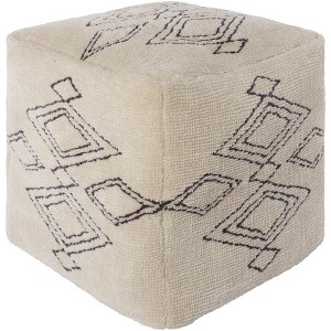 Livabliss Braith 18"H x 18"W x 18"D Global Cream Pouf - 1 of 3