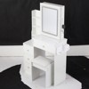 FONTOI Bedside Cabinet Vanity Table&Cushioned Stool with Hair Dryer Bracket, Dresser with Mirror, White, 12.6"*50.4"*29.2" - 4 of 4