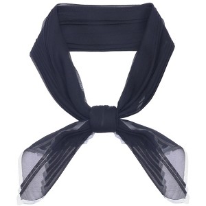 INSPIRE CHIC Women's Pleated Chiffon Contrast Color Trim Semi Sheer Stretchy Gauze Neck Scarves 1Pc - 1 of 4