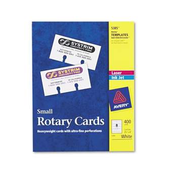 Avery Small Rotary Cards Laser/Inkjet 2 1/6 x 4 8 Cards/Sheet 400 Cards/Box 5385