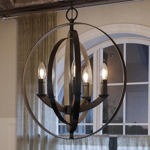 Urban Ambiance Luxury Luxe Industrial Chandelier,  24-3/8"H x 22"W,  Olde Bronze Finish, UHP2327 - 1 of 4