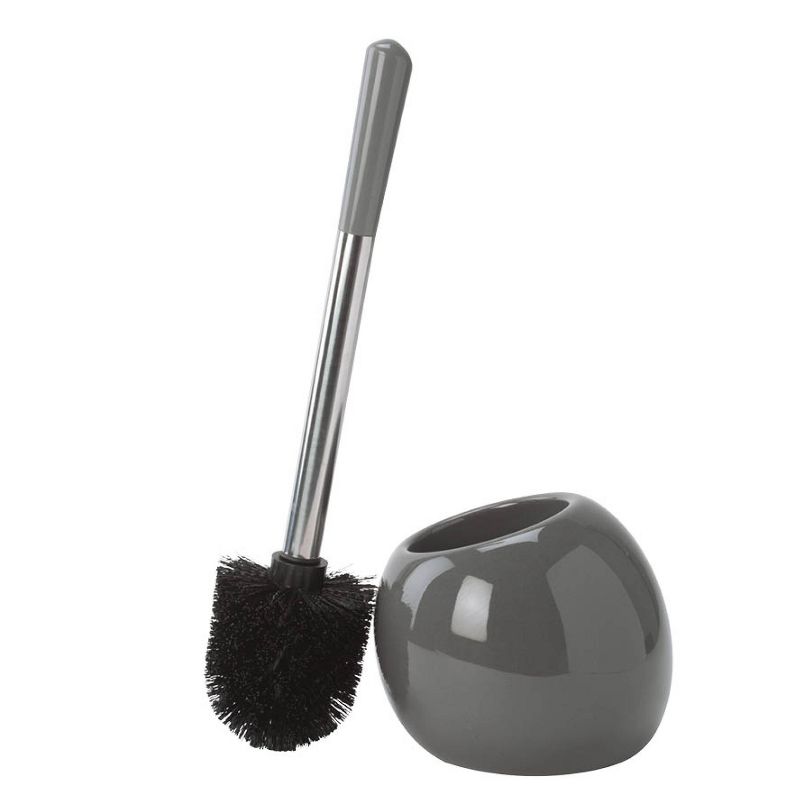 Ceramic Dome Toilet Brush and Holder Gray - Bath Bliss, 1 of 6