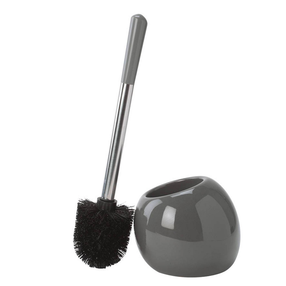 Photos - Toilet Brush Ceramic Dome  and Holder Gray - Bath Bliss