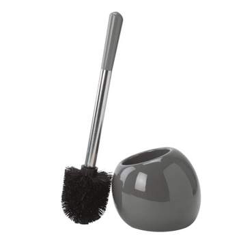 Ceramic Dome Toilet Brush and Holder Gray - Bath Bliss