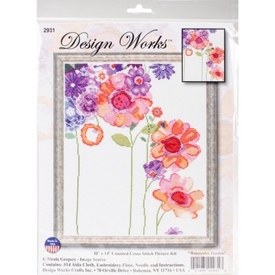 Design Works Counted Cross Stitch Kit 11x14-watercolor Garden (14 Count)  : Target