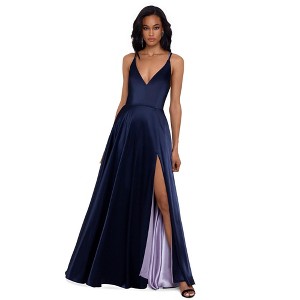 Betsy & Adam Womens Tie-Back Gown Fit & Flare Dress, Blue, 10 - 1 of 2