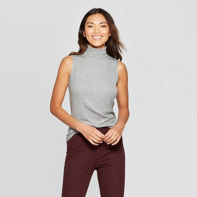 sleeveless mock turtleneck