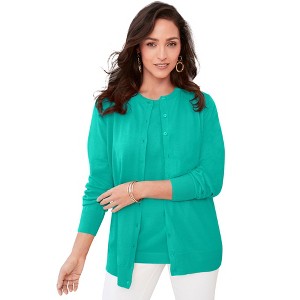 Jessica London Women's Plus Size Fine Gauge Cardigan - 1 of 4