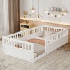 CAVINAS Twin/Full Size Modern Bed Frame with Heigh Guardrails,Pine Wood Floor Bed for Kids Room,Playroom - 4 of 4