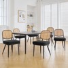 Bekrvio Rattan Dining Chairs Set of 4/6 - Mid Century Modern Boucle Upholstered Cane Back Side Chairs with Metal Legs for Kitchen - 2 of 4