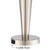360 Lighting Geoff Modern Table Lamps 26" High Set of 2 Brushed Nickel with USB Charging Port Blue Hardback Drum Shade for Bedroom Living Room Desk - 3 of 4