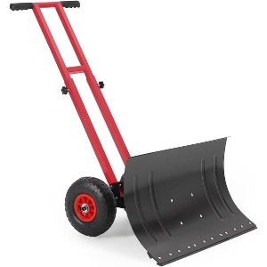 COZONY Heavy Duty Snow Shovel with Wheels, Metal Snow Pusher with Angled Blade & Adjustable Handle for Driveway, Sidewalk, Pavement & Doorway - 1 of 4