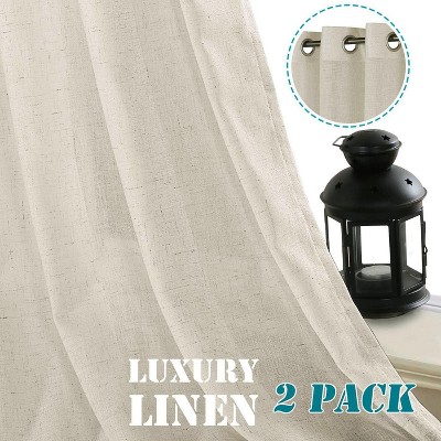 H.Versailtex Linen Curtains Nickel Grommet Energy Saving Light Filtering Semi Sheer Curtain TERRACOTTA 52W x 96L