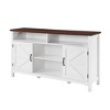 Homy Casa White Farmhouse Sideboard Buffet Cabinet with Storage Shelves and Sliding Door - 2 of 4