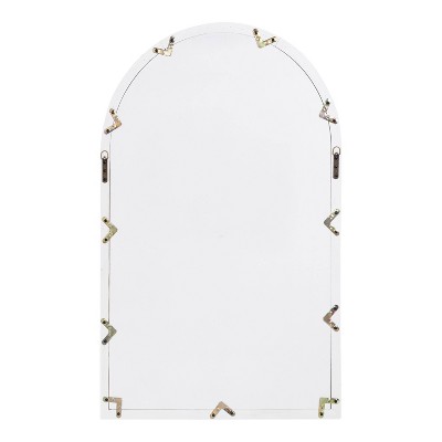 Rustic White Wood Windowpane Arch Vanity Mirror