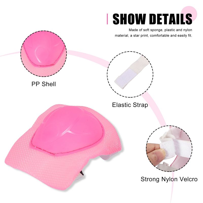 Unique Bargains Outdoor Sport Skating Palm Elbow Knee Support Guard Pad Protective Pads Set Pink 5.1" x 4.5" 6 in 1, 3 of 7