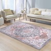 Orange Floral Printed Rug Low Pile Indoor Mat Non Slip Ultra Thin Carpet with Washable Surface Perfect for Living Room Bedroom Kitchen Entryway - 2 of 4