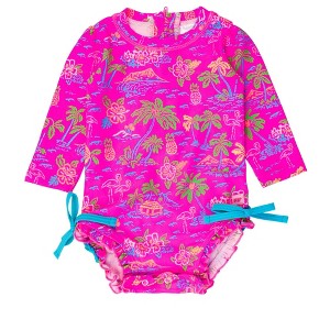 RuffleButts Baby/Toddler Girls UPF50+ Long Sleeve One Piece Rash Guard - 1 of 4