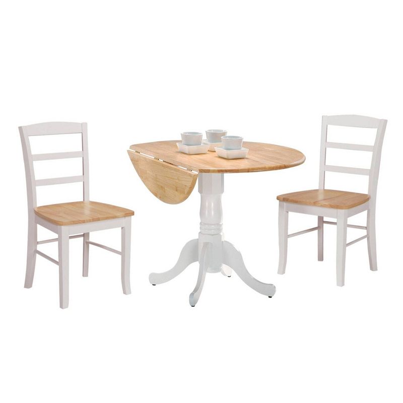 42" Dual Drop Leaf Dining Table with 2 Madrid Ladderback Chairs - International Concepts, 3 of 8