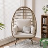 Wicker Egg Chair, Oversized Patio Egg-Shaped Basket Chair, Metal Frame Stand, PE Rattan Lounge Chairs with  Cushions for Terrace, porch, bedroom - 2 of 4