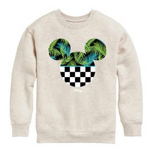 Boys' - Disney - Mickey Silhouette Tropical Vibe Graphic Long Sleeve Fleece Sweatshirt - 1 of 3