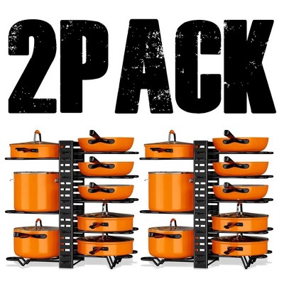 MaseiKar 2 Pack Pot and Pan Rack, Pot Rack Organizers, Kitchen Organization & Storage Rack, Adjustable Pot Lid Holders & Pan Rack