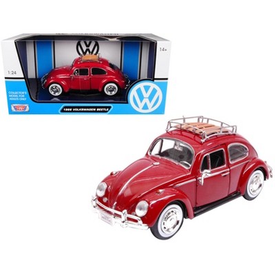 1966 Volkswagen Classic Beetle Red 1/24 Diecast Car Model by Motormax